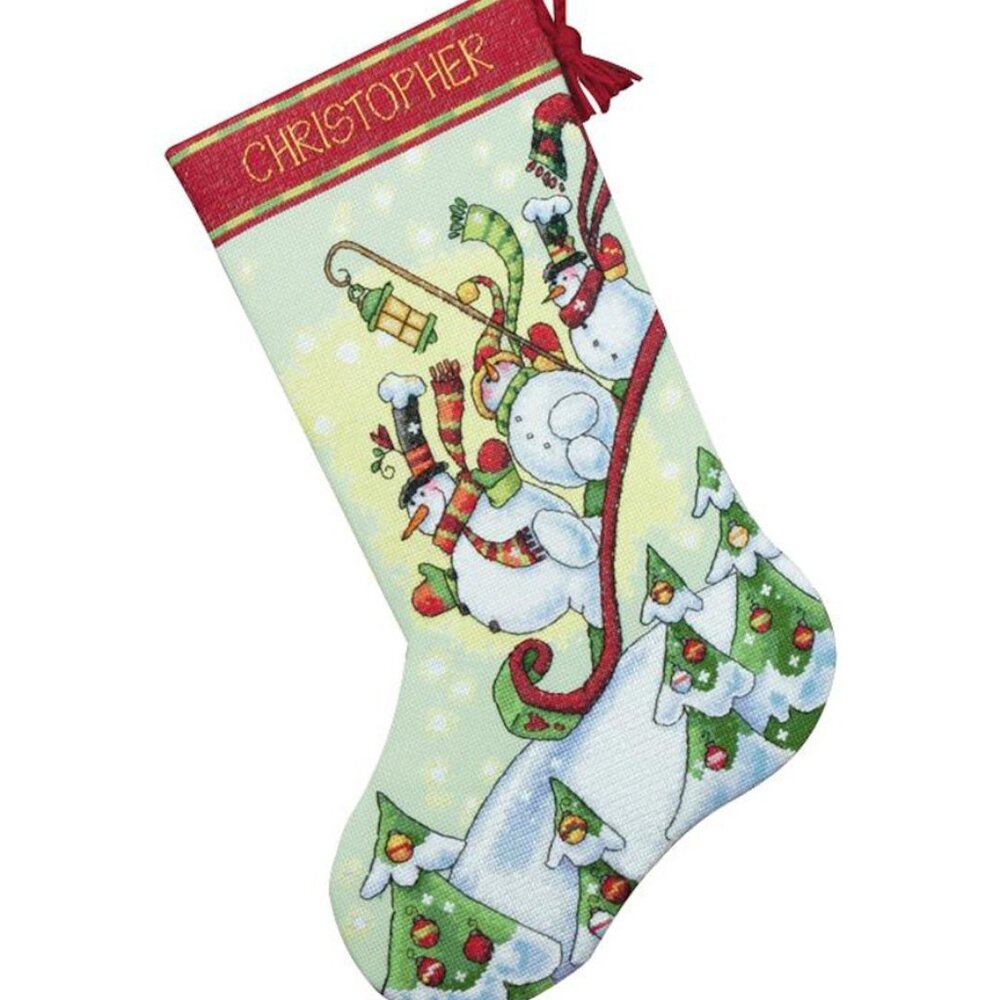 Dimensions -Sledding Snowman Stocking Christmas Cross Stitch - Never Opened